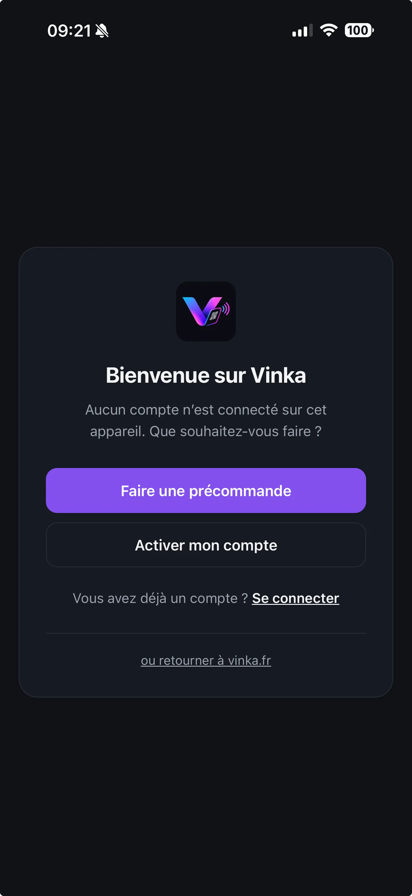 L'application Vinka sur téléphone